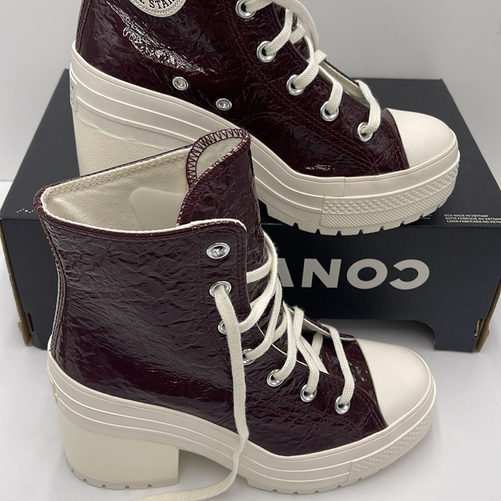 Converse WMNS High-Top Heeled Platform Sneakers CHUCK 70 DE LUXE HEEL HI BOOTS - Picture 3 of 16